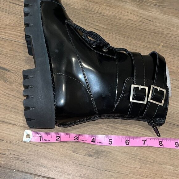 NWT Anthropologie Jon Josef Gwendolyn Black Leather Combat Boots size 5 - Picture 7 of 8